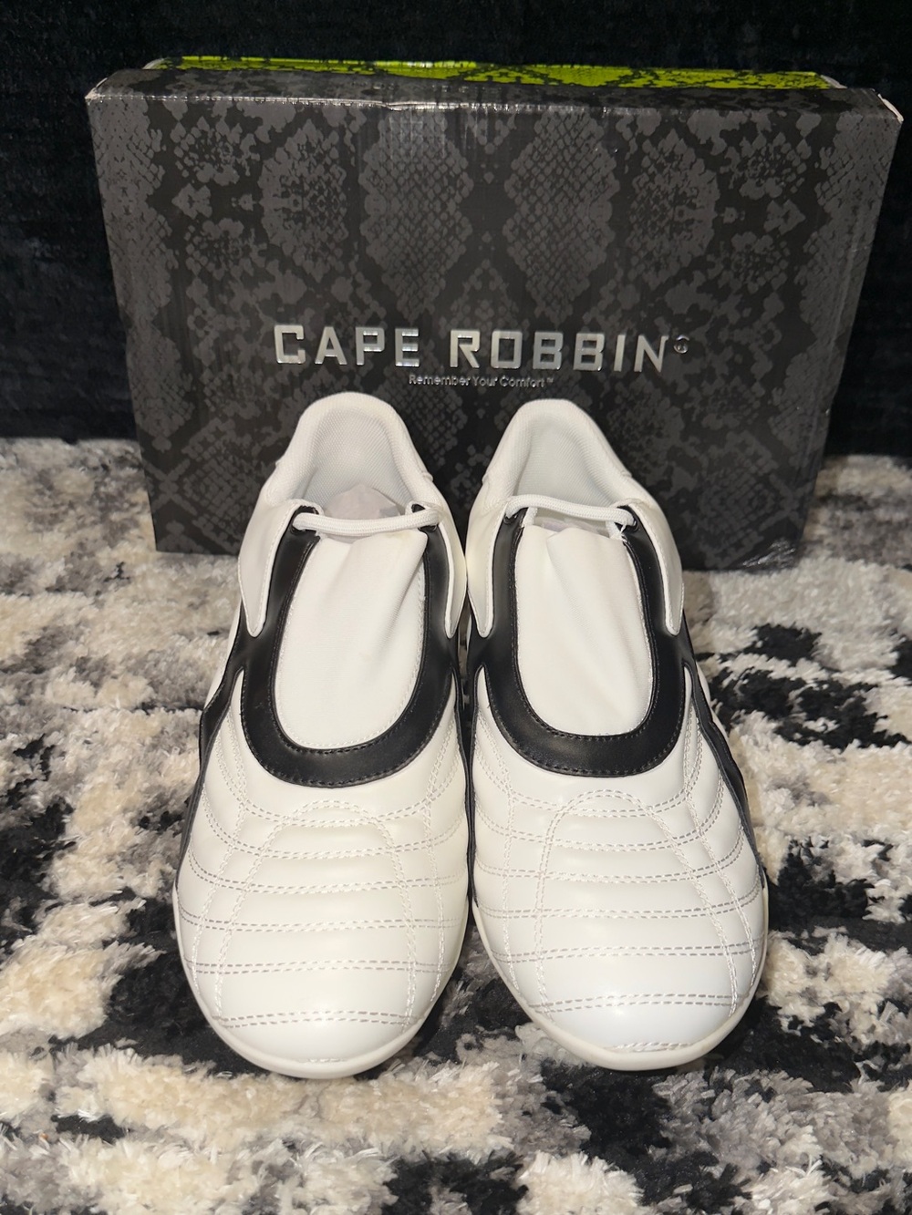 Cape Robbin Kids White and Black Slip-On Athletic Sneakers